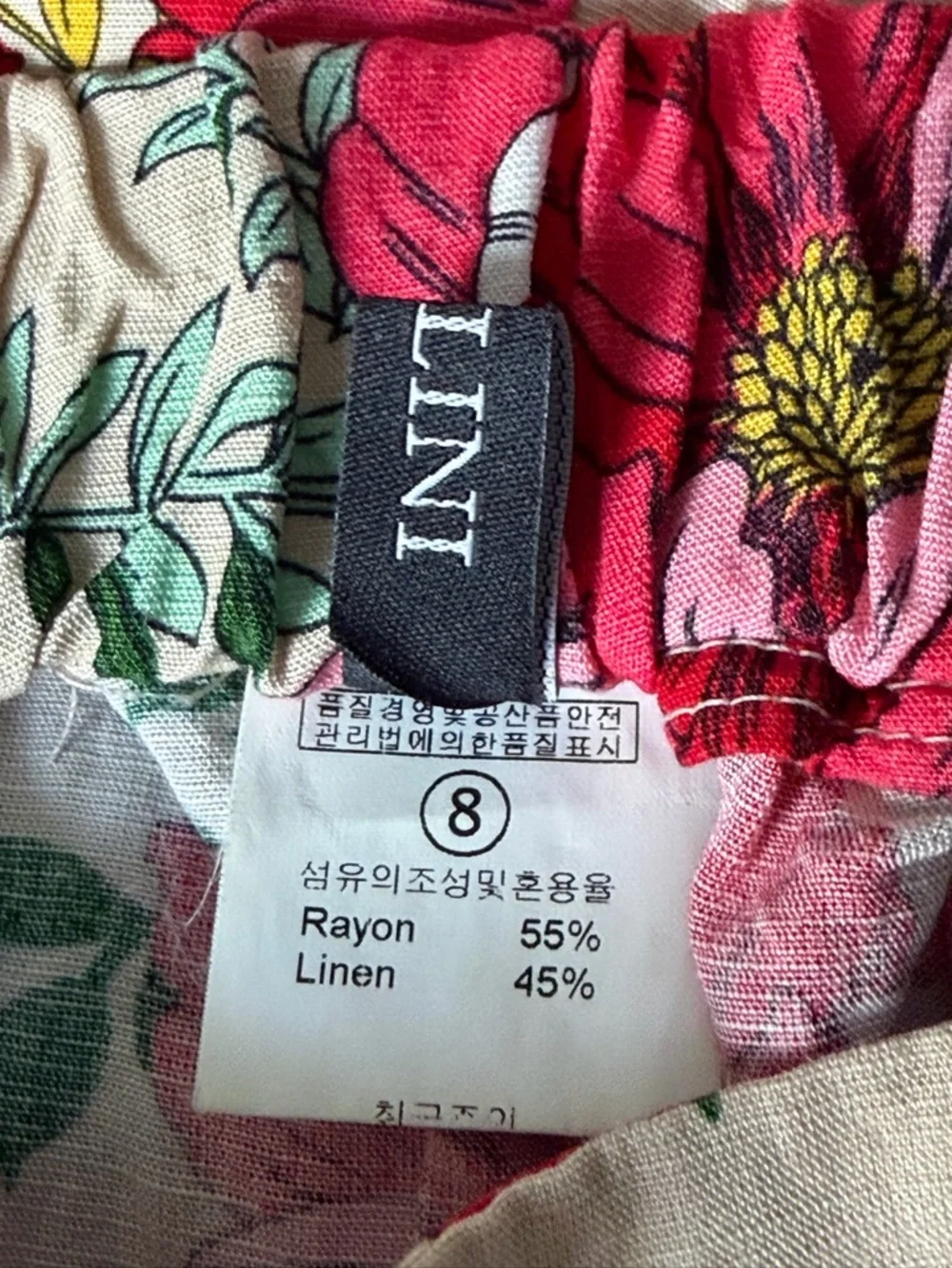 McLLINI Beige Floral A-Line Midi Skirt Size 8 54962